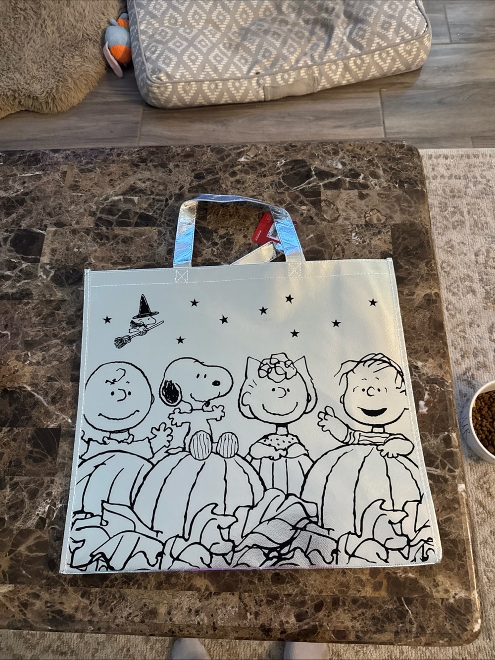Snoopy Halloween Reusable Tote Bag in silver